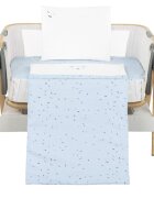KikkaBoo Set lenjerie patut 5piese cu broderie Mini Cot Bear with me Blue 80x50 cm