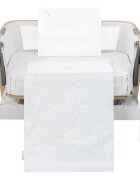 KikkaBoo Set lenjerie pentru patut copii cu 5piese Mini cot Little Fox compatibila cu saltea 80x50cmdin bumbaccearceafpernafata de pernapilotafata de pilota cu fermoar