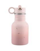 KikkaBoo Sticla din otel inoxidabil cu pai retractabil pentru copii Flora Blush capacitate 350ml fara BPA protectie anti-scurgere