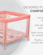 KikkaBoo Tarc de joaca pentru copii Enjoy Pink Panda 2023 cu pliere compactausa mare de acces cu fermoarsaltea pliabila moaleinele si geanta pentru transport incluse