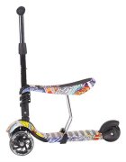 KikkaBoo Trotineta evolutiva Scooter 3 in 1 Ride and Skate Scretch cu roti luminoaseghidon si scaun reglabilerulmenti ABEC-7recomandata de la 18 luni
