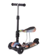 KikkaBoo Trotineta evolutiva Scooter 3 in 1 Ride and Skate Scretch cu roti luminoaseghidon si scaun reglabilerulmenti ABEC-7recomandata de la 18 luni