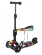 KikkaBoo Trotineta evolutiva Scooter 3 in 1 Ride and Skate Train cu roti luminoaseghidon si scaun reglabilerulmenti ABEC-7recomandata de la 18 luni