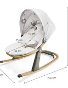 KINDERKRAFT Balansoar pentru copii cu jucarii Elsu pana la 9 kg spatar reglabil in 3 pozitii cadru de aluminiu plasa pentru tantari