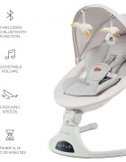 KINDERKRAFT Baloansoar electric pentru copii Tulsy Beige cu telecomanda reglare spatar plasa de tantari jucarii functii Bluetooth si USB