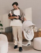 KINDERKRAFT Baloansoar electric pentru copii Tulsy Beige cu telecomanda reglare spatar plasa de tantari jucarii functii Bluetooth si USB