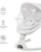 KINDERKRAFT Baloansoar electric pentru copii Tulsy Beige cu telecomanda reglare spatar plasa de tantari jucarii functii Bluetooth si USB