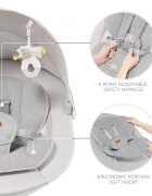 KINDERKRAFT Baloansoar electric pentru copii Tulsy Beige cu telecomanda reglare spatar plasa de tantari jucarii functii Bluetooth si USB