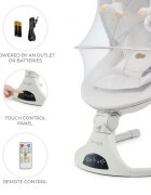 KINDERKRAFT Baloansoar electric pentru copii Tulsy Beige cu telecomanda reglare spatar plasa de tantari jucarii functii Bluetooth si USB