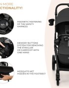 KINDERKRAFT Carucior pentru copii 3 in 1 Yoxi Moonlight Grey 0-22 kg cadru din aluminiu accesorii incluse