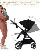 KINDERKRAFT Carucior pentru copii 3 in 1 Yoxi Pure Black 0-22 kg cadru din aluminiu accesorii incluse