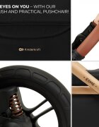KINDERKRAFT Carucior pentru copii Esme Pure Black 3 in 1 reversibil cu spatar si maner reglabil suportul pentru pahar husa pentru picioare husa de ploaie geanta