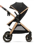 KINDERKRAFT Carucior pentru copii Esme Pure Black 3 in 1 reversibil cu spatar si maner reglabil suportul pentru pahar husa pentru picioare husa de ploaie geanta