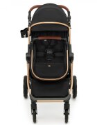 KINDERKRAFT Carucior pentru copii Esme Pure Black 3 in 1 reversibil cu spatar si maner reglabil suportul pentru pahar husa pentru picioare husa de ploaie geanta