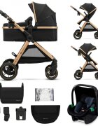 KINDERKRAFT Carucior pentru copii Esme Pure Black 3 in 1 reversibil cu spatar si maner reglabil suportul pentru pahar husa pentru picioare husa de ploaie geanta