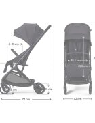 KINDERKRAFT Carucior pentru copii Indy 3 Coal Black cu spatar si suport pentru picioare reglabile cadru din aluminiu curea de transport greutate admisa 15 kg