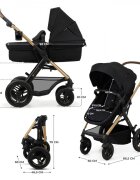 KINDERKRAFT Carucior pentru copii Moov 2 air Pure Black 4 in 1 multifunctional cu suspensii spatar reglabil maner ajustabil accesorii