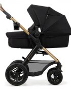KINDERKRAFT Carucior pentru copii Moov 2 air Pure Black 4 in 1 multifunctional cu suspensii spatar reglabil maner ajustabil accesorii