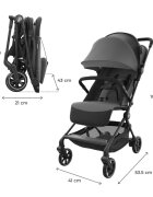 KINDERKRAFT Carucior pentru copii Nebo Platinum Grey cadru din aluminiu compact compatibil avion greutate admisa 22 kg include geanta de transport si curea de umar