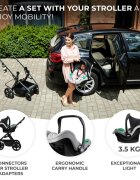 KINDERKRAFT Carucior pentru copii Newly Classic Black 4 in 1 cu suspensii cadru din aluminiu reversibil si accesorii incluse