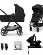 KINDERKRAFT Carucior pentru copii Newly Classic Black 4 in 1 cu suspensii cadru din aluminiu reversibil si accesorii incluse