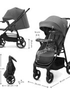 KINDERKRAFT Carucior pentru copii Trig 3 Granite Grey cu tava inclusa suspensii greutate admisa 22 kg