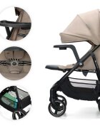 KINDERKRAFT Carucior pentru copii Trig 3 Stone Beige cu tava inclusa suspensii greutate admisa 22 kg