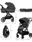KINDERKRAFT Carucior pentru copii Yoxi Moonlight Grey 2 in 1 suspensii spatar reglabil maner ajustabil accesorii