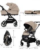 KINDERKRAFT Carucior pentru copii Yoxi Sand Beige 2 in 1 suspensii spatar reglabil maner ajustabil accesorii