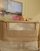 KINDERKRAFT Patut 3 in 1 Nestee Grow 2 next to me Beige cu roti si picioare telescopice
