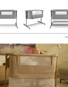KINDERKRAFT Patut 3 in 1 Nestee Grow 2 next to me Dark Grey cu roti si picioare telescopice