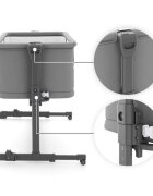 KINDERKRAFT Patut 3 in 1 Nestee Grow 2 next to me Dark Grey cu roti si picioare telescopice
