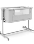 KINDERKRAFT Patut 3 in 1 Nestee Grow 2 next to me Light Grey cu roti si picioare telescopice