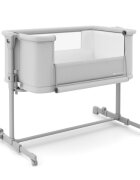KINDERKRAFT Patut 3 in 1 Nestee Grow 2 next to me Light Grey cu roti si picioare telescopice