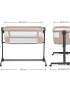 KINDERKRAFT Patut co-sleeper Nestee Up 2 Beige inclinare reglabila a saltelei inaltime reglabila
