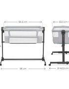 KINDERKRAFT Patut co-sleeper Nestee Up 2 Grey inclinare reglabila a saltelei inaltime reglabila