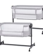 KINDERKRAFT Patut co-sleeper Nestee Up 2 Grey inclinare reglabila a saltelei inaltime reglabila