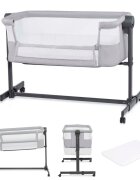 KINDERKRAFT Patut co-sleeper Nestee Up 2 Grey inclinare reglabila a saltelei inaltime reglabila