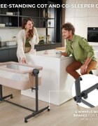 KINDERKRAFT Patut co-sleeper Nestee Up 2 Light Grey inclinare reglabila a saltelei inaltime reglabila