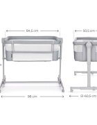 KINDERKRAFT Patut co-sleeper Nestee Up 2 Light Grey inclinare reglabila a saltelei inaltime reglabila