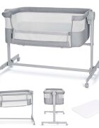 KINDERKRAFT Patut co-sleeper Nestee Up 2 Light Grey inclinare reglabila a saltelei inaltime reglabila