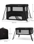 KINDERKRAFT Patut pliabil Cami Black cu doua nivele si rucsac de calatorie