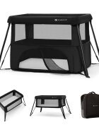 KINDERKRAFT Patut pliabil Cami Black cu doua nivele si rucsac de calatorie