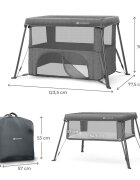 KINDERKRAFT Patut pliabil Cami Grey cu doua nivele si rucsac de calatorie