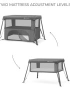 KINDERKRAFT Patut pliabil Cami Grey cu doua nivele si rucsac de calatorie
