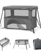 KINDERKRAFT Patut pliabil Cami Grey cu doua nivele si rucsac de calatorie