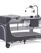KINDERKRAFT Patut pliabil cu doua nivele cadru din otel mecanism de pliere rapida dotat cu carusel muzical si masuta de infasat 126 x 65 x 76cm Grey