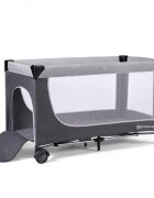 KINDERKRAFT Patut pliabil cu doua nivele cadru din otel mecanism de pliere rapida dotat cu carusel muzical si masuta de infasat 126 x 65 x 76cm Grey