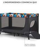 KINDERKRAFT Patut pliabil cu un nivel Joy 2 cu salteluta si geanta de transport Happy Shapes roti dotate cu frana iesire laterala cu fermoar