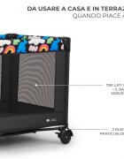 KINDERKRAFT Patut pliabil cu un nivel Joy 2 cu salteluta si geanta de transport Happy Shapes roti dotate cu frana iesire laterala cu fermoar
